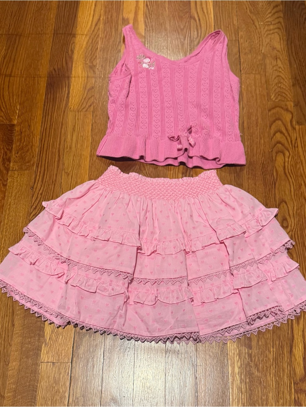 American Girl x LoveShackFancy Pink Knit Top & Ruffle Skirt Set 💕